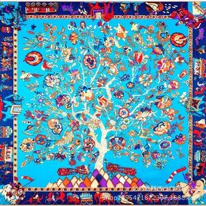 130*130cm Tree of Life Flower Elephant 100% silk Scarf # 66